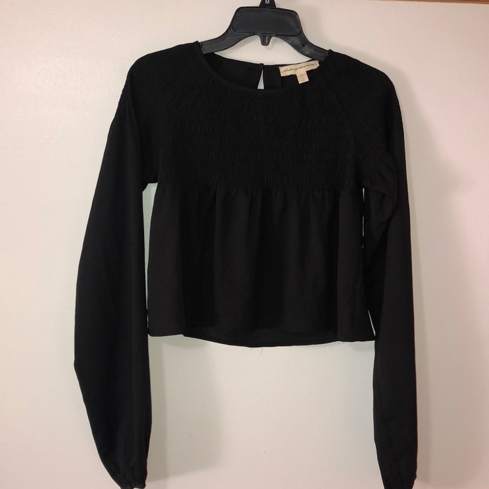 Staring at Stars Black Long Sleeve Crop Top